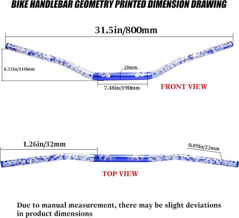 JXPANG Universal 28mm 1/1/8" Handle Bar For CRF KLX KX LTR TRX SX SXF EXC XCW Motocross Pit Dirt Bike Scooter ATV Quad Bike Grizzly Hawk 250 Bicycles (Blue) - Image 5